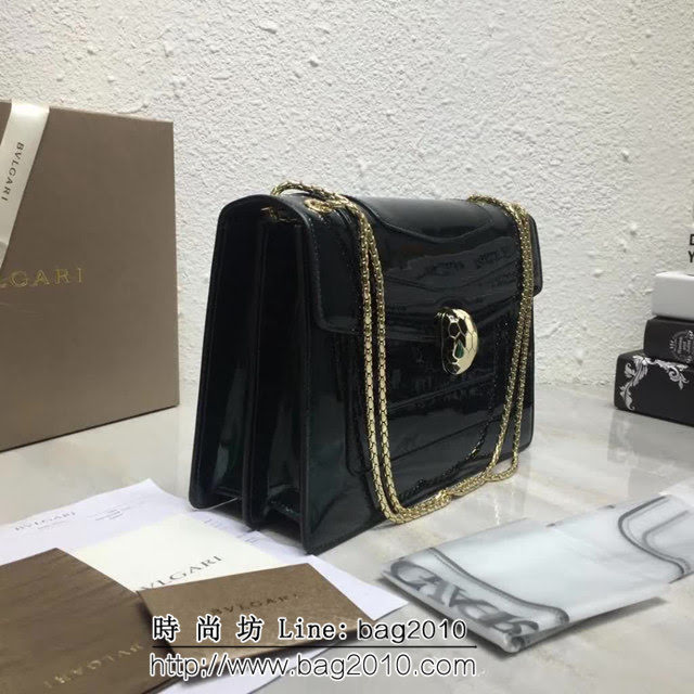 BVLGARI寶格麗 專櫃新品 升級版牛漆皮 雙層蛇頭包 鏈條單肩斜挎包 B35106 FYD1390